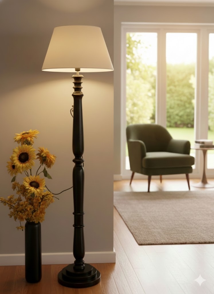 Wooden floor lamp