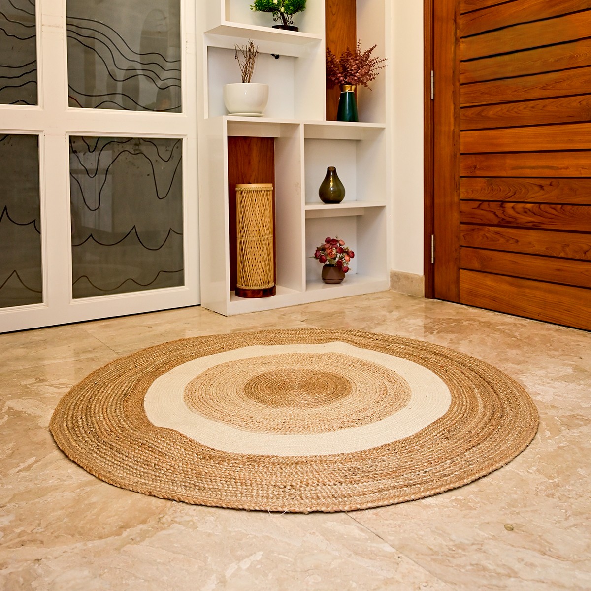 Natural Round Hand Woven Jute Rug 04 Feet