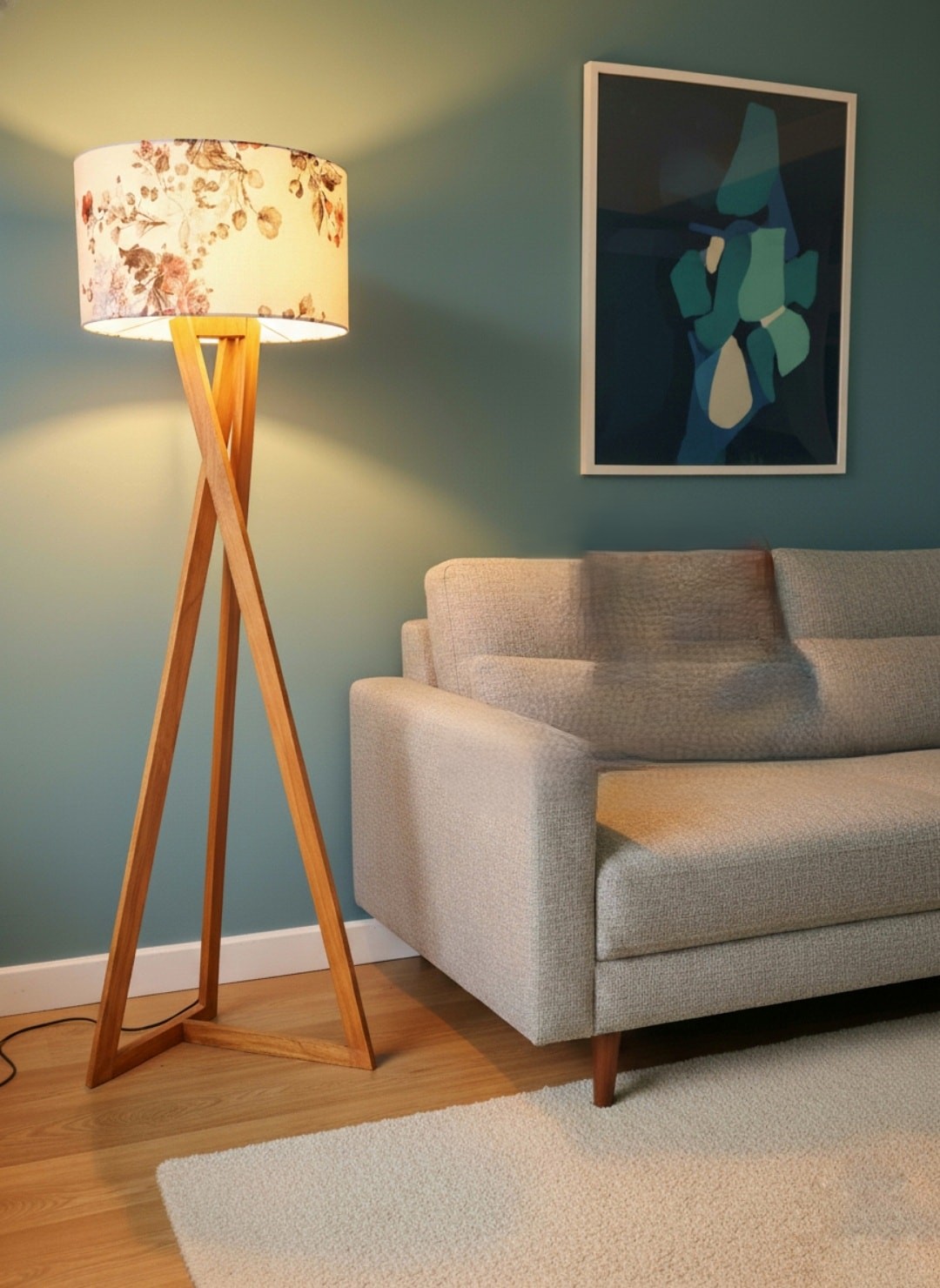 Wooden floor lamp