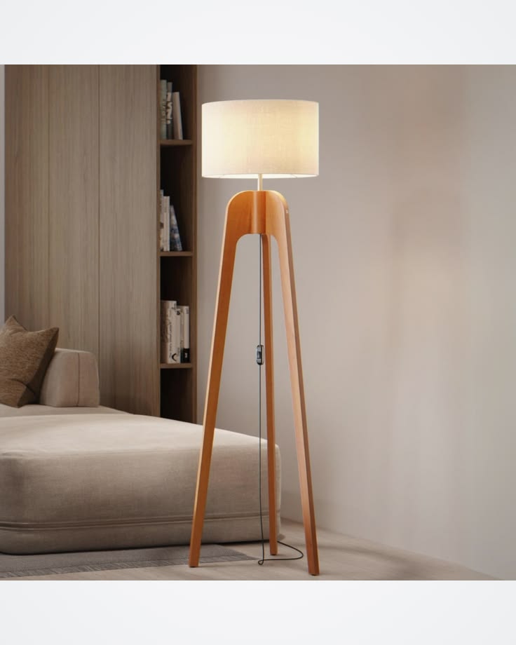 Wooden floor lamp